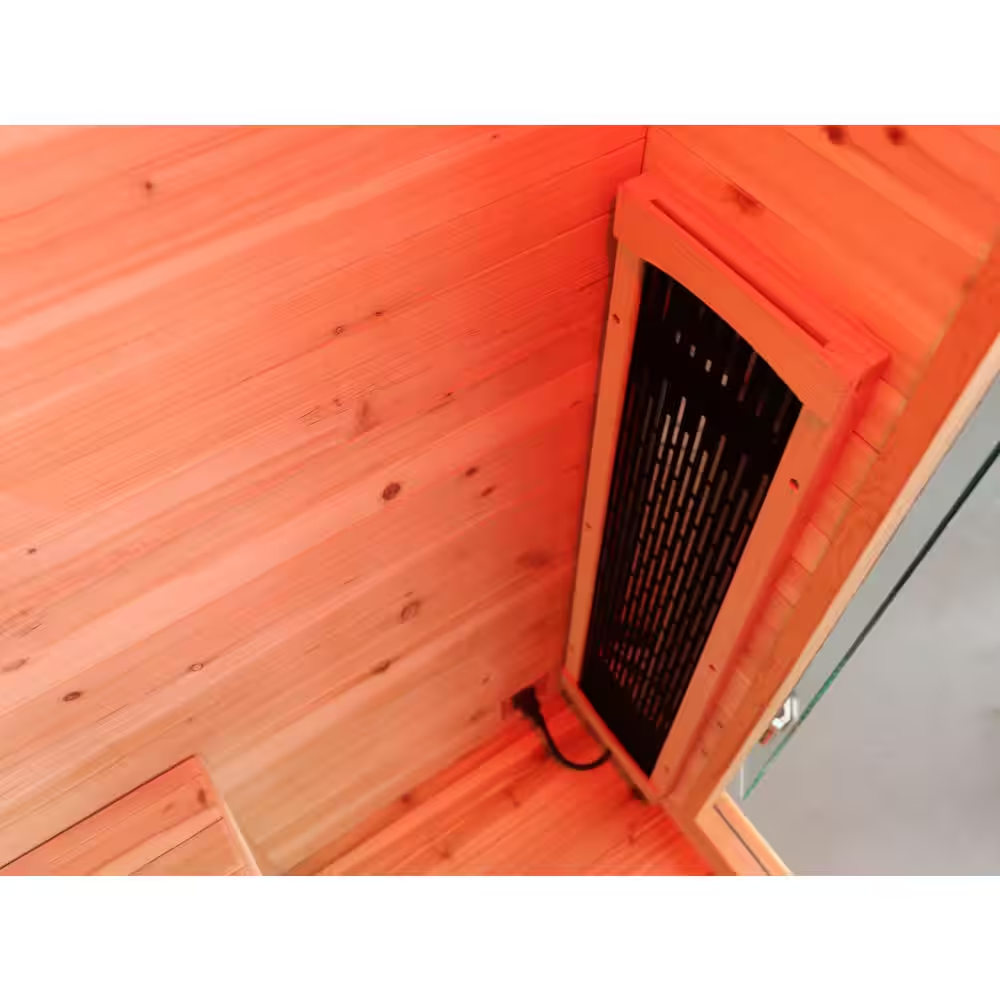 SunRay Burlington Luxury 2-Person Outdoor Infrared Sauna | Canadian Hemlock | Weatherproof Cabin | Bluetooth Audio