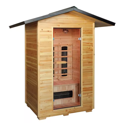 SunRay Burlington Luxury 2-Person Outdoor Infrared Sauna | Canadian Hemlock | Weatherproof Cabin | Bluetooth Audio