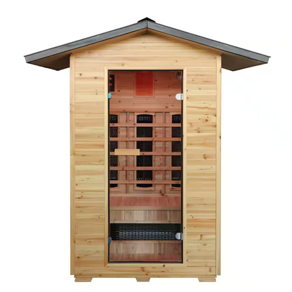 SunRay Burlington Luxury 2-Person Outdoor Infrared Sauna | Canadian Hemlock | Weatherproof Cabin | Bluetooth Audio