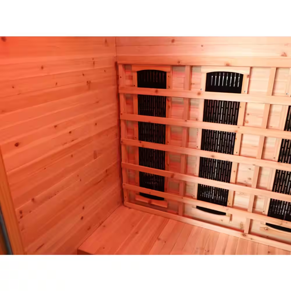 SunRay Burlington Luxury 2-Person Outdoor Infrared Sauna | Canadian Hemlock | Weatherproof Cabin | Bluetooth Audio