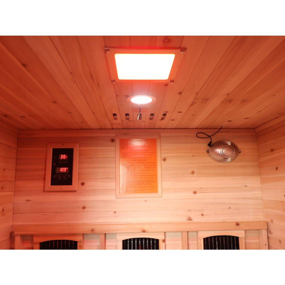 SunRay Burlington Luxury 2-Person Outdoor Infrared Sauna | Canadian Hemlock | Weatherproof Cabin | Bluetooth Audio