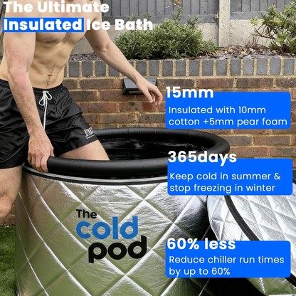 The Cold Pod XL 116-Gallon Cold Plunge Tub Bundle | UV-Reflective Insulated Cover | Chiller Ready