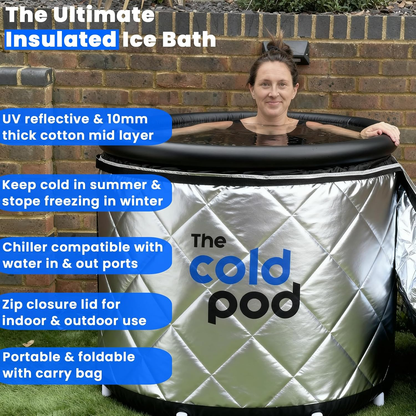 The Cold Pod XL 116-Gallon Cold Plunge Tub Bundle | UV-Reflective Insulated Cover | Chiller Ready