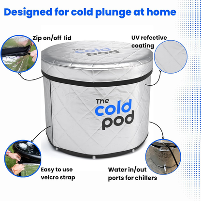 The Cold Pod XL 116-Gallon Cold Plunge Tub Bundle | UV-Reflective Insulated Cover | Chiller Ready