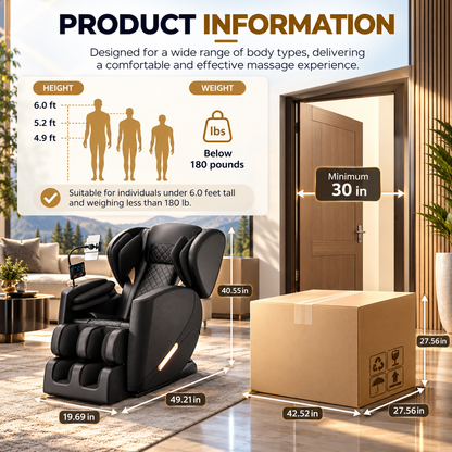 HSUNNS Zero Gravity Full-Body Massage Chair with Heat & Bluetooth Audio