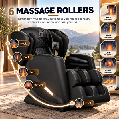 HSUNNS Zero Gravity Full-Body Massage Chair with Heat & Bluetooth Audio