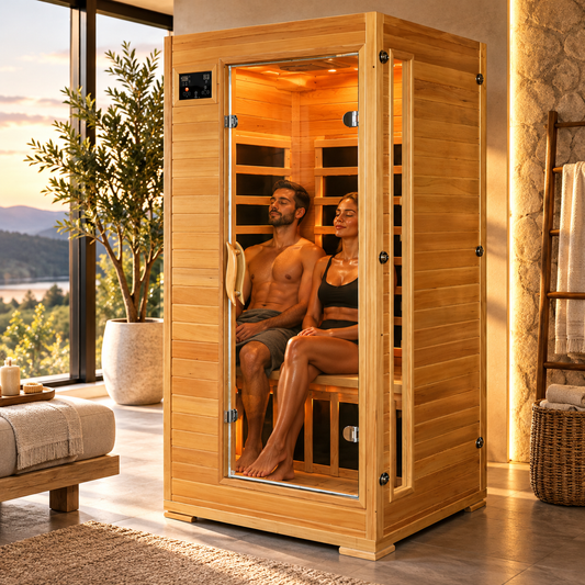 HeatWave Buena Vista Luxury 1–2 Person Low EMF FAR Infrared Sauna | Canadian Hemlock