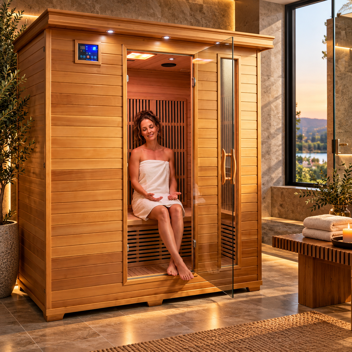 Heatwave Great Bear Luxury 6-Person Canadian Red Cedar FAR Infrared Sauna | Ultra-Low EMF | 10 Carbon Heaters