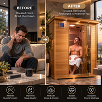 Heatwave Great Bear Luxury 6-Person Canadian Red Cedar FAR Infrared Sauna | Ultra-Low EMF | 10 Carbon Heaters