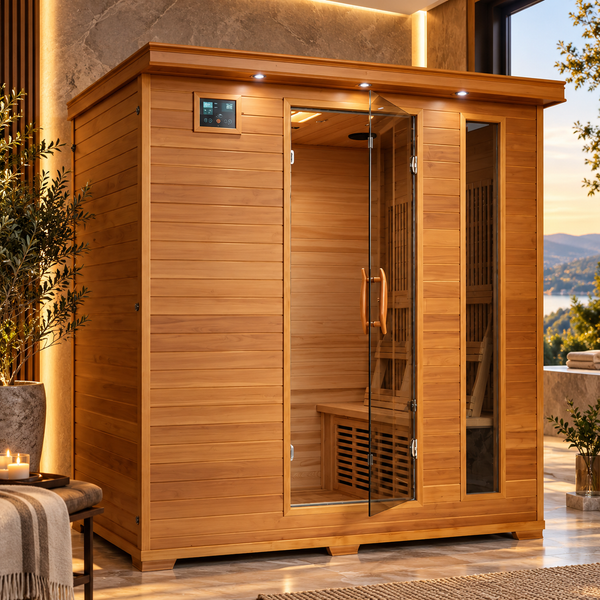 Heatwave Great Bear Luxury 6-Person Canadian Red Cedar FAR Infrared Sauna | Ultra-Low EMF | 10 Carbon Heaters