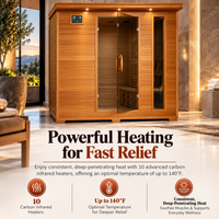 Heatwave Great Bear Luxury 6-Person Canadian Red Cedar FAR Infrared Sauna | Ultra-Low EMF | 10 Carbon Heaters