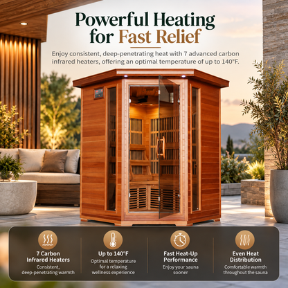 HeatWave Hudson Bay Luxury 3-Person Low EMF FAR Infrared Sauna | Canadian Red Cedar | Corner Design