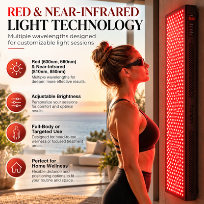Hooga ULTRA1500 Elite Full Body Red & Near Infrared Light Therapy Panel – 300 Quad-Chip LEDs | 630nm, 660nm, 810nm & 850nm | Brightness Control | Pulse Mode