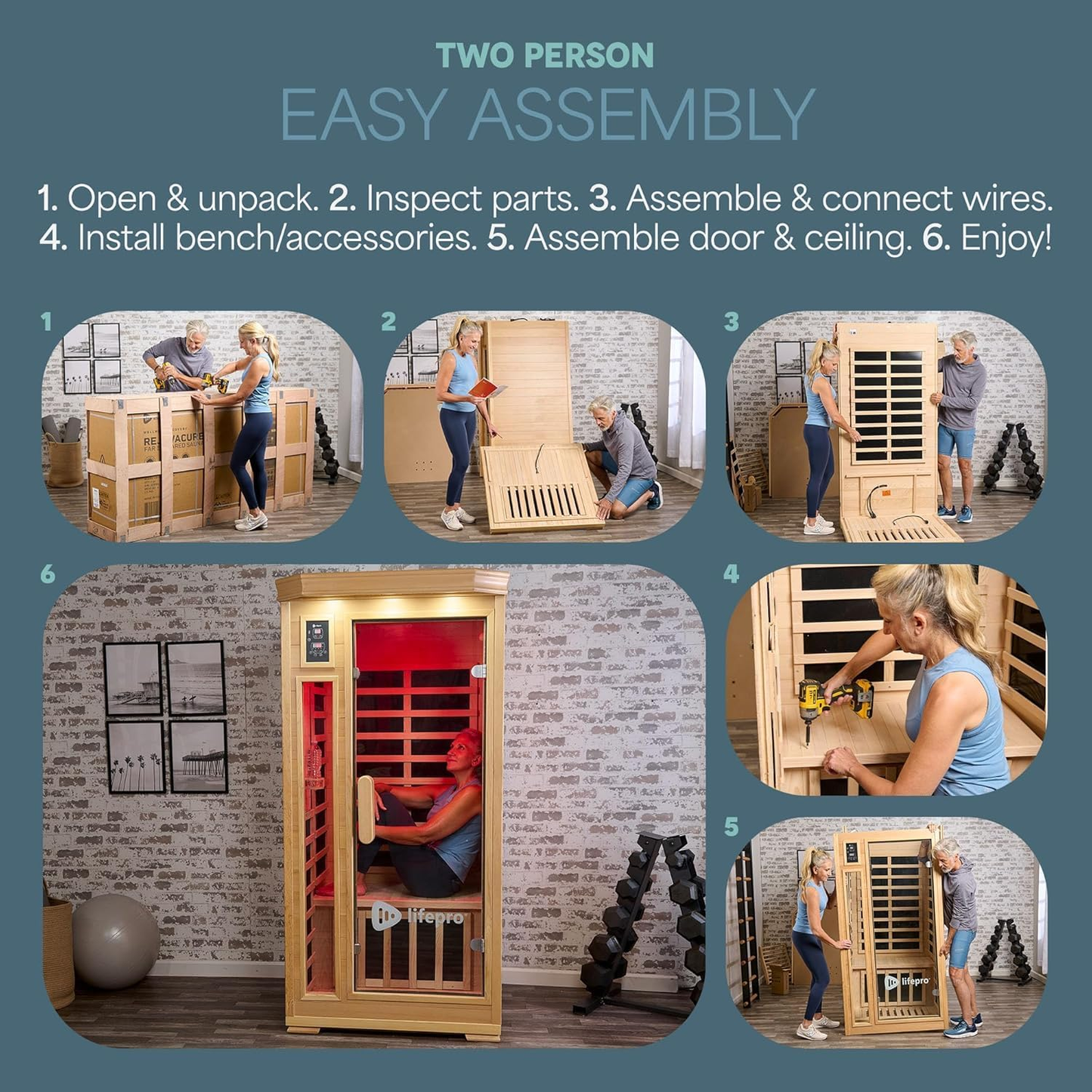 LifePro RejuvaCure Luxury Indoor FAR Infrared Sauna | 1 or 2 Person | Canadian Hemlock | Chromotherapy | Bluetooth Audio