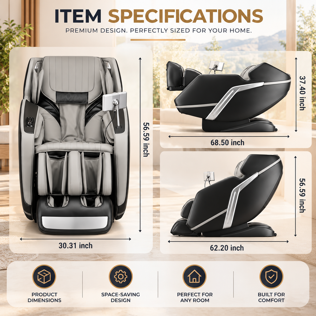 Lifesmart R8658L 4D Deluxe Massage Chair | Dual-Core 4D | Zero Gravity | SL-Track | Bluetooth Audio