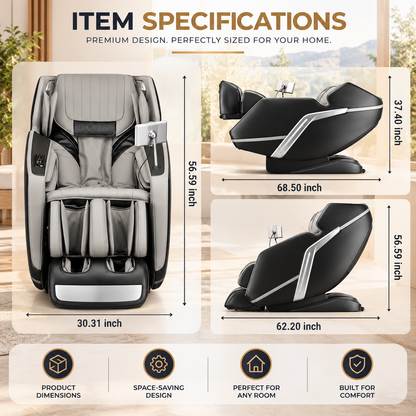 Lifesmart R8658L 4D Deluxe Massage Chair | Dual-Core 4D | Zero Gravity | SL-Track | Bluetooth Audio