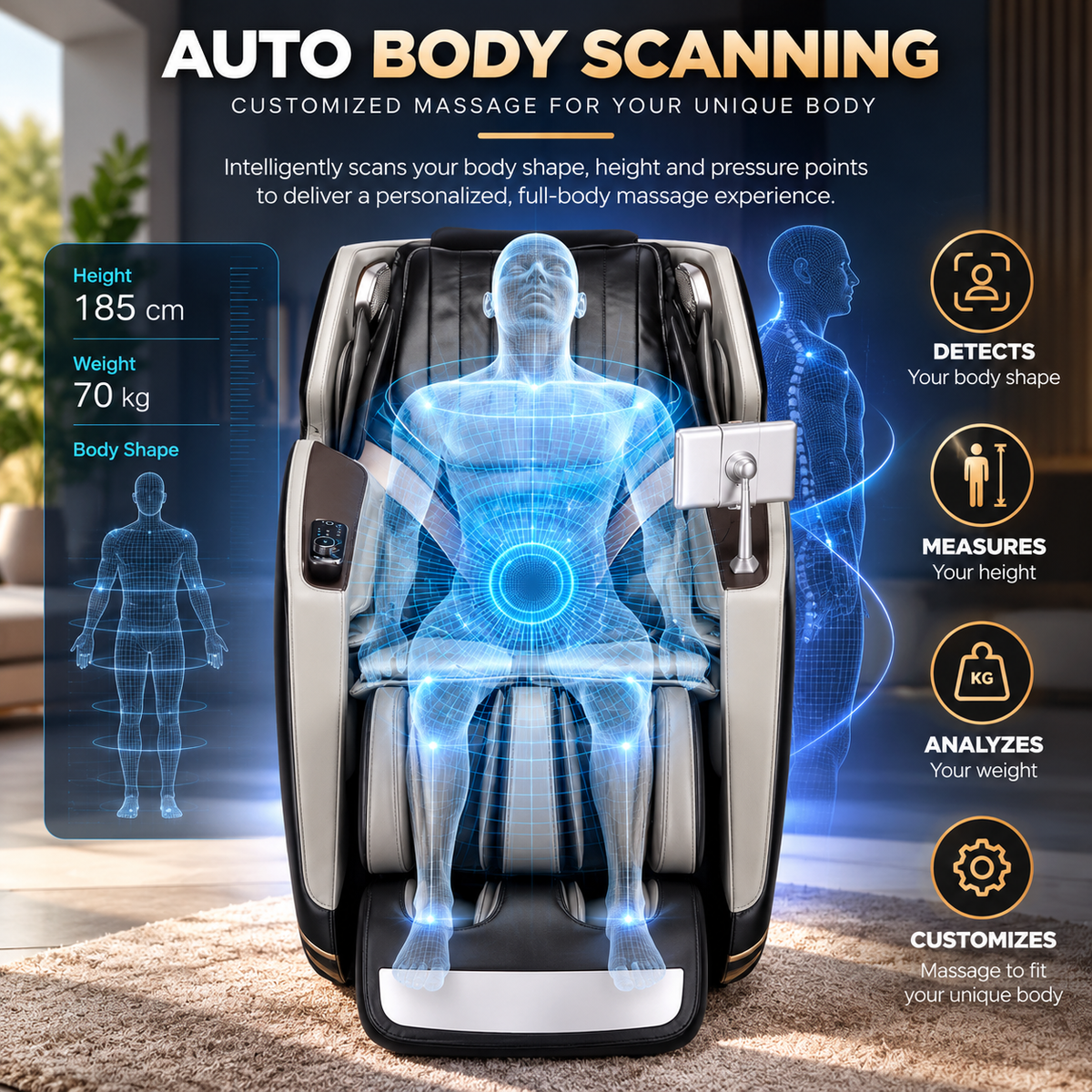 Lifesmart R8658L 4D Deluxe Massage Chair | Dual-Core 4D | Zero Gravity | SL-Track | Bluetooth Audio