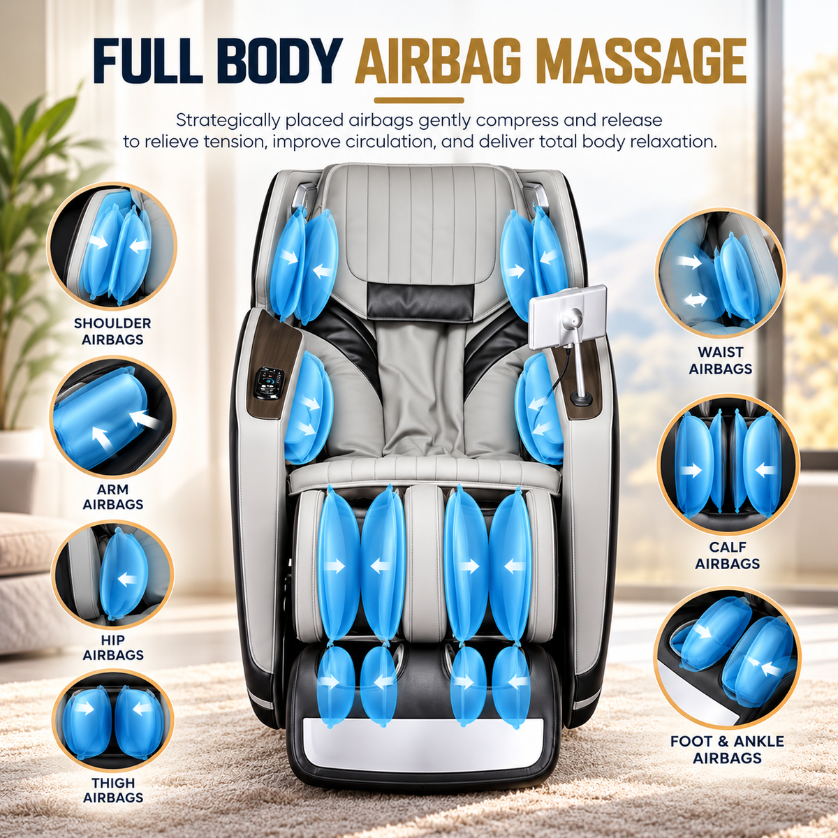 Lifesmart R8658L 4D Deluxe Massage Chair | Dual-Core 4D | Zero Gravity | SL-Track | Bluetooth Audio