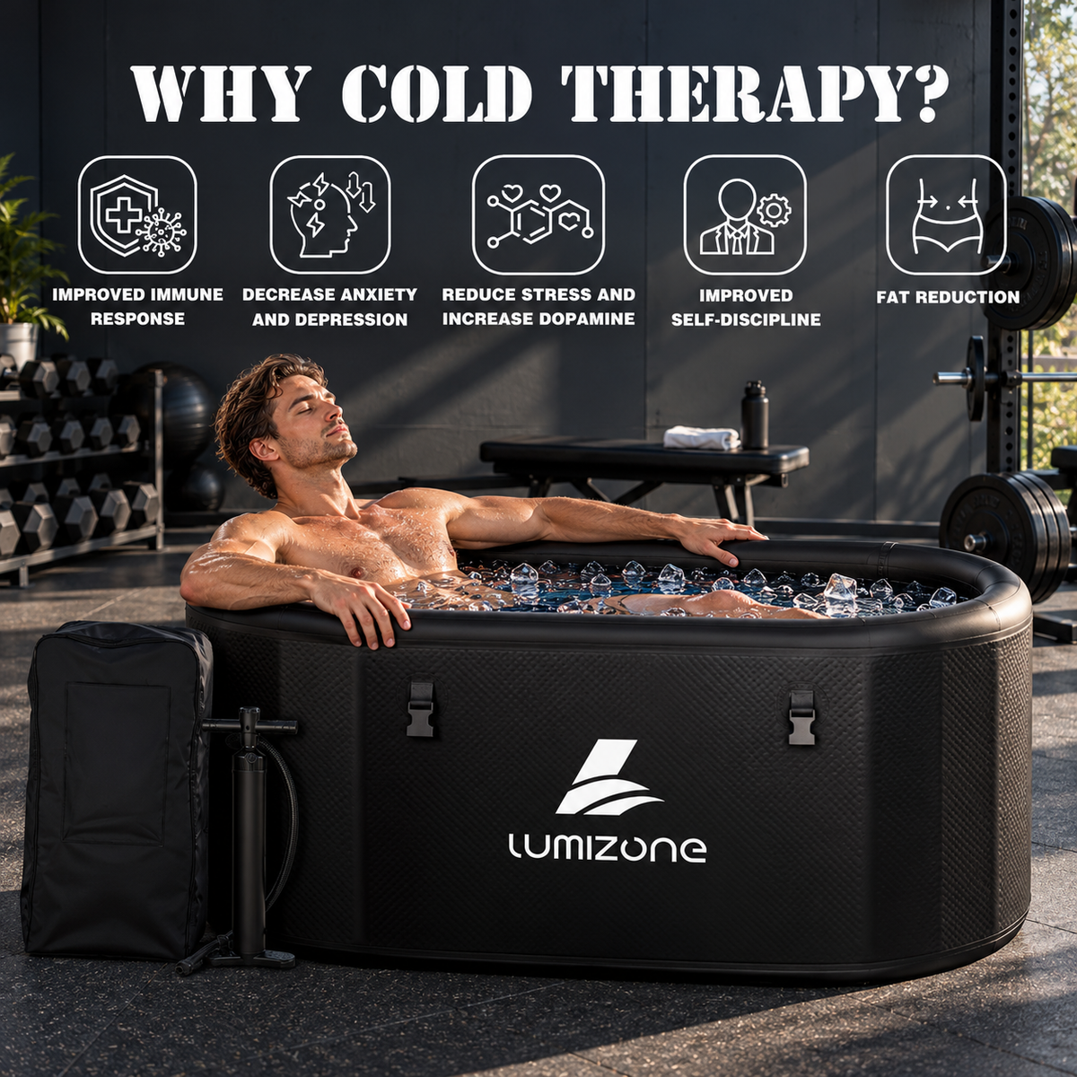 Lumizone 132-Gallon Inflatable Cold Plunge Tub | Chiller Ready | Portable Ice Bath