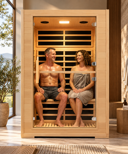 Luxlaria Mauritius Luxury 2-Person Smart Low EMF FAR Infrared Sauna | Canadian Hemlock | App Control