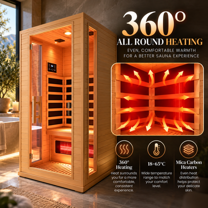 Luxury Low EMF FAR 1-Person Infrared Sauna | Home Wellness | Bluetooth Audio | Chromotherapy Lighting