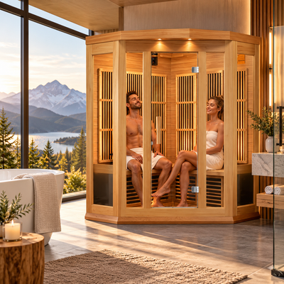 Maxxus Avignon Luxury 3-Person Low EMF FAR Infrared Sauna | Canadian Red Cedar | Corner Design