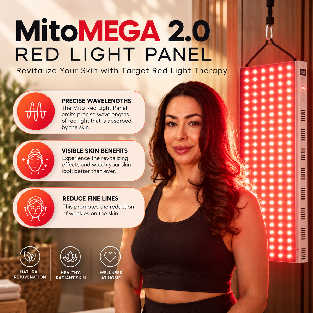 MitoMEGA 2.0 Premium Full Body Red & Near Infrared Light Therapy Panel – 660nm & 850nm | 300 High-Powered LEDs | Third-Party Tested | FSA/HSA Eligible