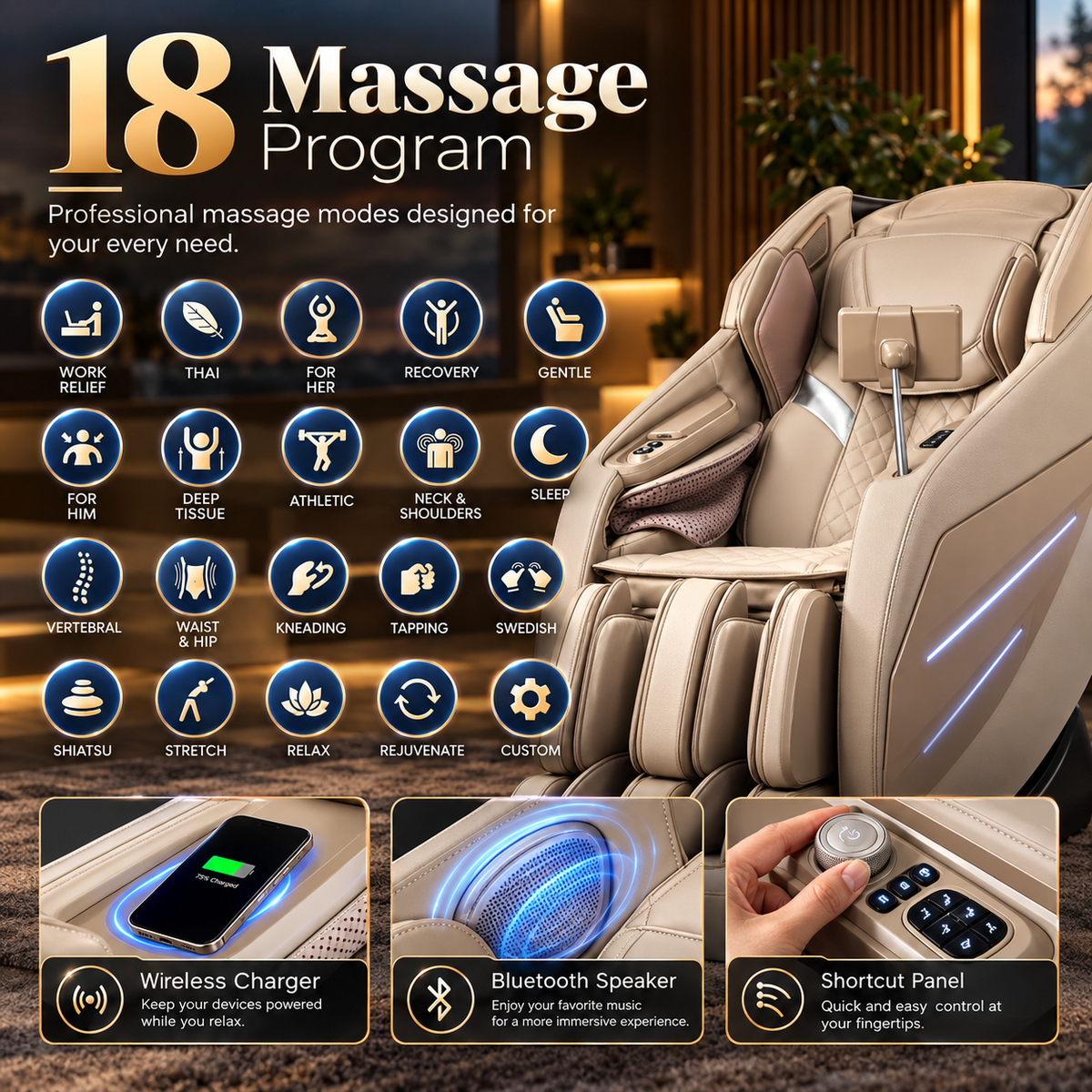 Osaki OS-3D Champ II Luxury Massage Chair | 3D SL-Track | Zero Gravity | Body Scan | Brown