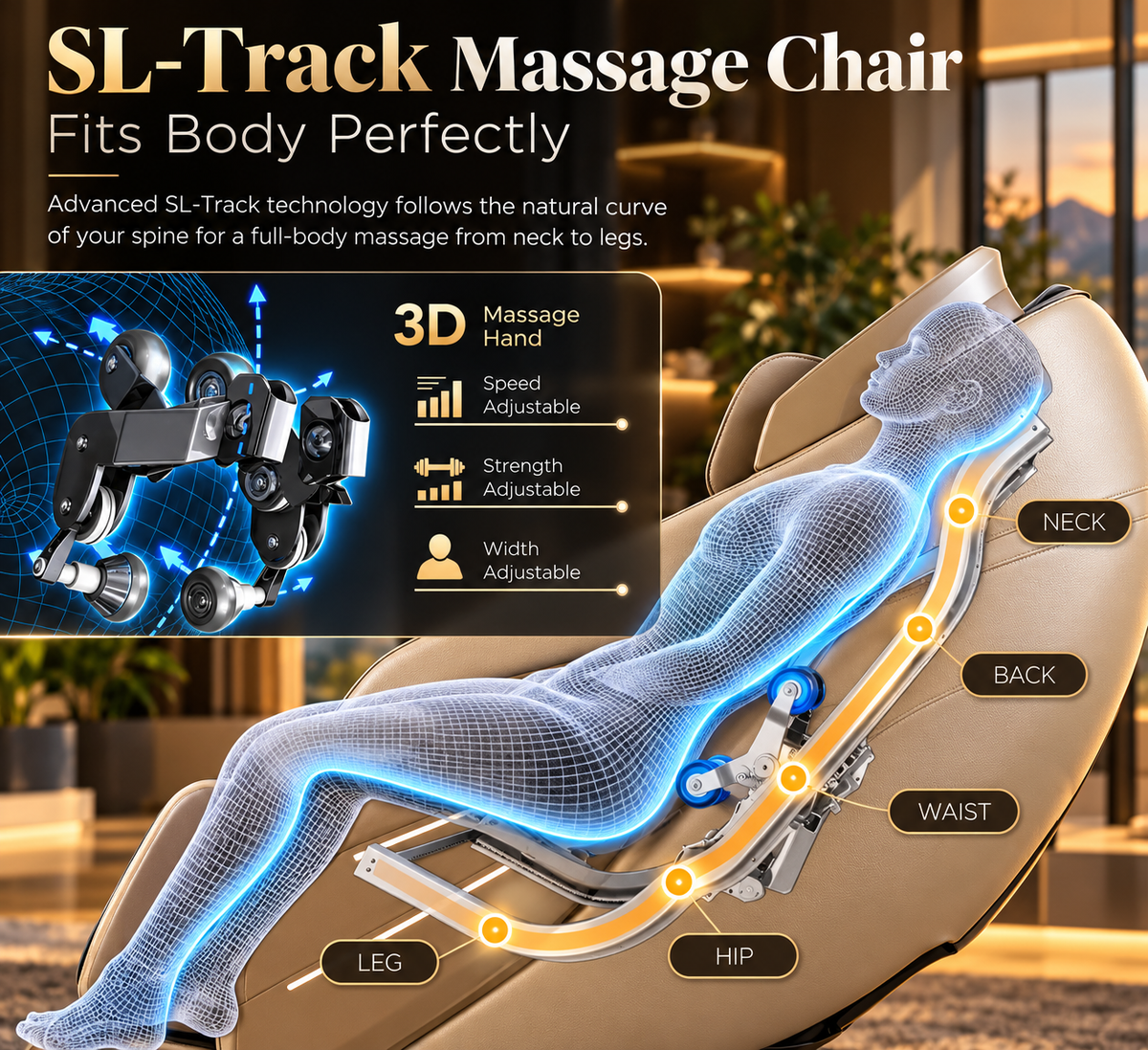 Osaki OS-3D Champ II Luxury Massage Chair | 3D SL-Track | Zero Gravity | Body Scan | Brown