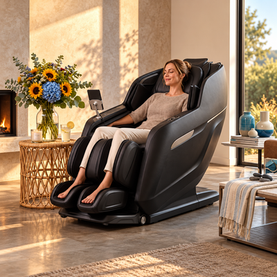Osaki 4D Achilles Luxury Massage Chair | 360° Rotating Footrest | SL-Track | Zero Gravity | Black