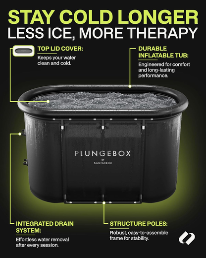 SaunaBox PlungeBox PRO XL 132-Gallon Cold Plunge Tub | Premium Insulated Ice Bath for Home Recovery