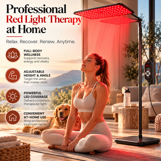 Premium 660nm & 850nm Red & Near Infrared Light Therapy Panel with Adjustable Stand | 126 LEDs | Targeted Body & Skin Wellness
