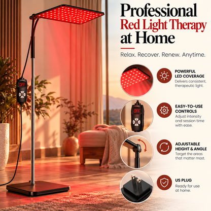 Premium 660nm & 850nm Red & Near Infrared Light Therapy Panel with Adjustable Stand | 126 LEDs | Targeted Body & Skin Wellness