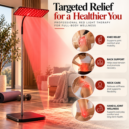 Premium 660nm & 850nm Red & Near Infrared Light Therapy Panel with Adjustable Stand | 126 LEDs | Targeted Body & Skin Wellness