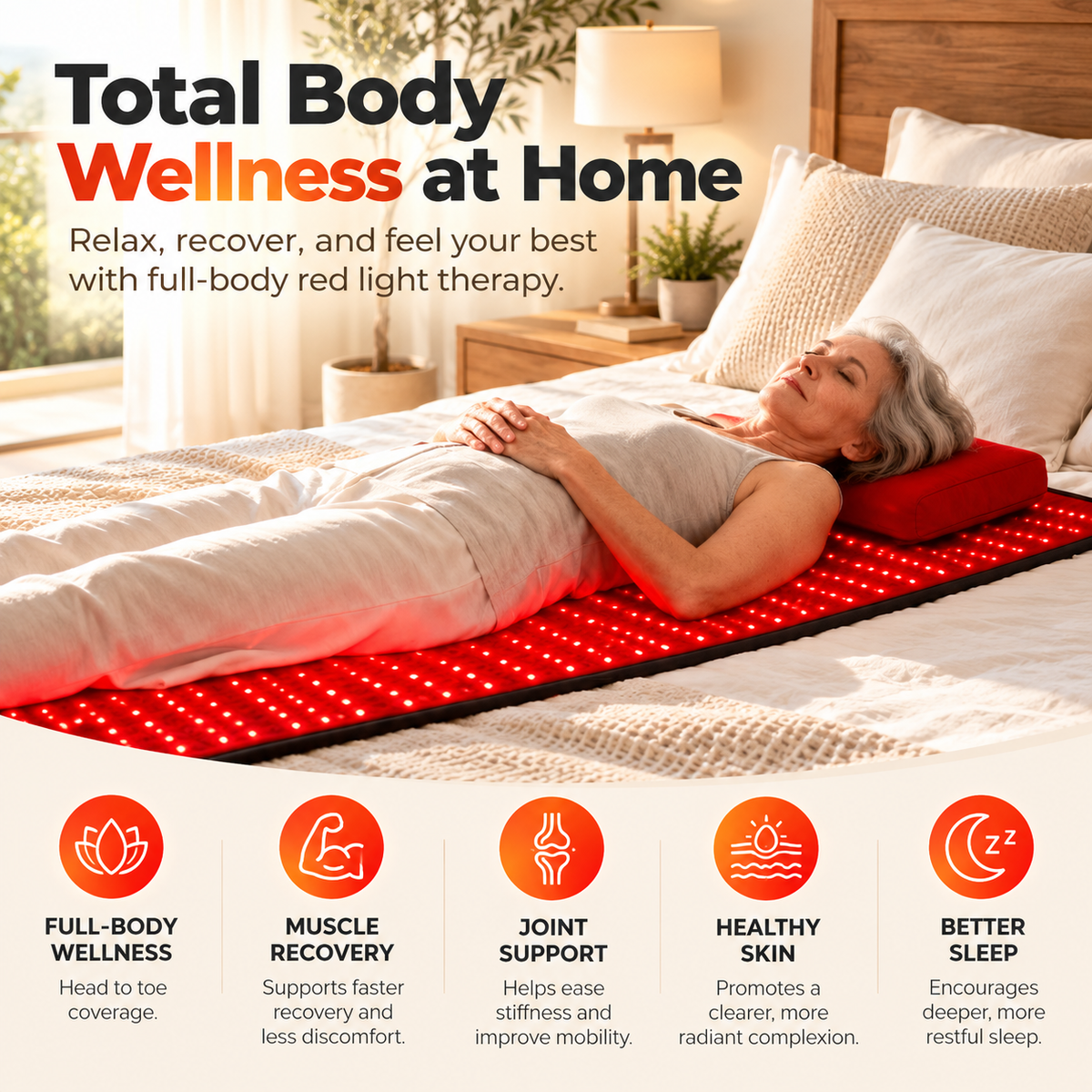 QuasarMD Elite Full Body Red & Near Infrared Light Therapy Mat – Medical-Grade Crystal TPU | 2,052 Premium 5050 LEDs | 660nm & 850nm