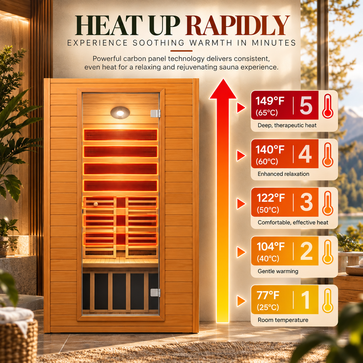 Real Relax Earth Luxury 2-Person Ultra-Low EMF FAR Infrared Sauna | Red Light Therapy | Canadian Hemlock
