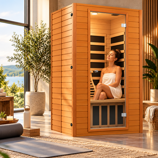 RestIsland Luxury 1–2 Person Near Zero EMF FAR Infrared Sauna | Canadian Hemlock | Bluetooth Audio