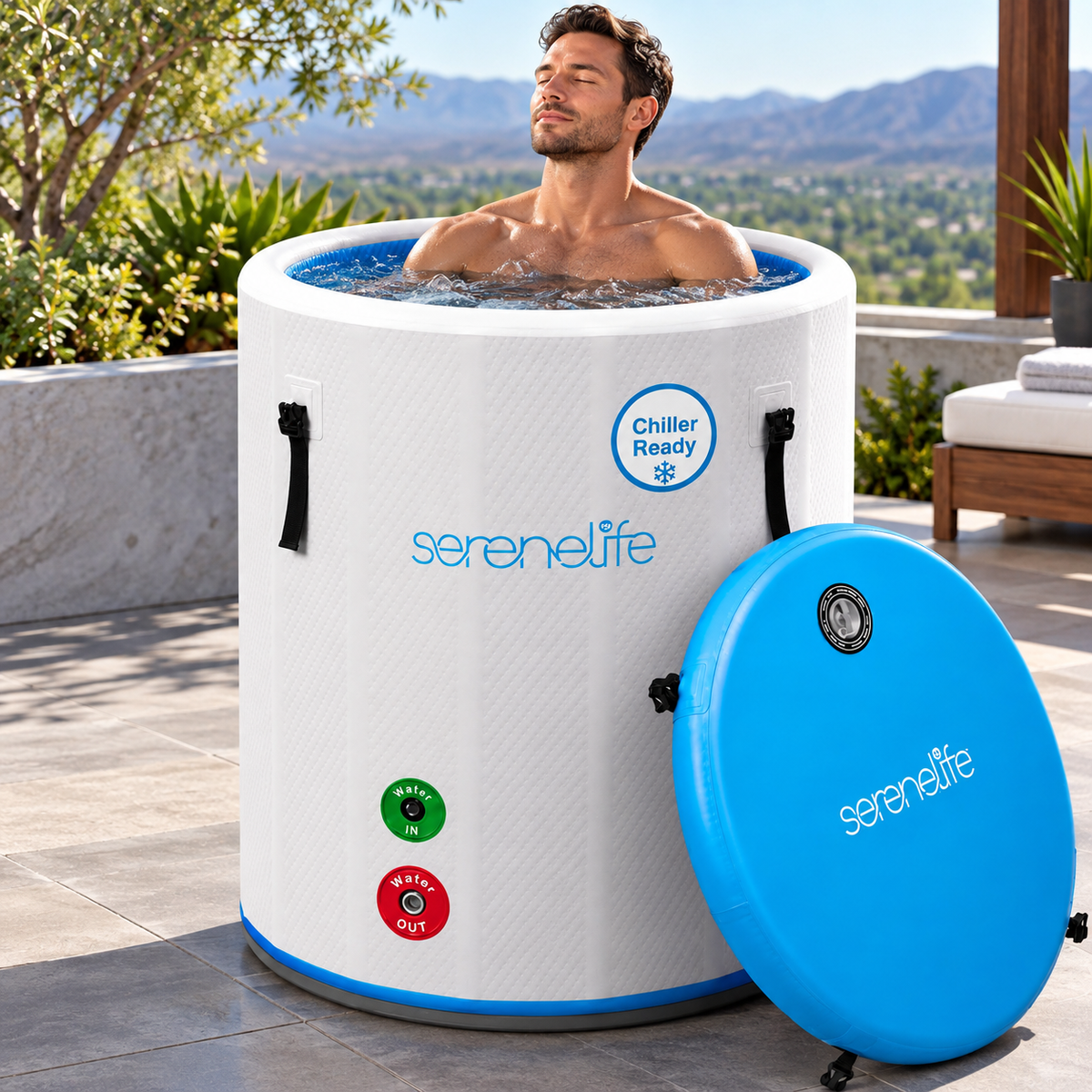 SereneLife XL 120-Gallon Vertical Cold Plunge Tub | Chiller Ready | Space-Saving Ice Bath