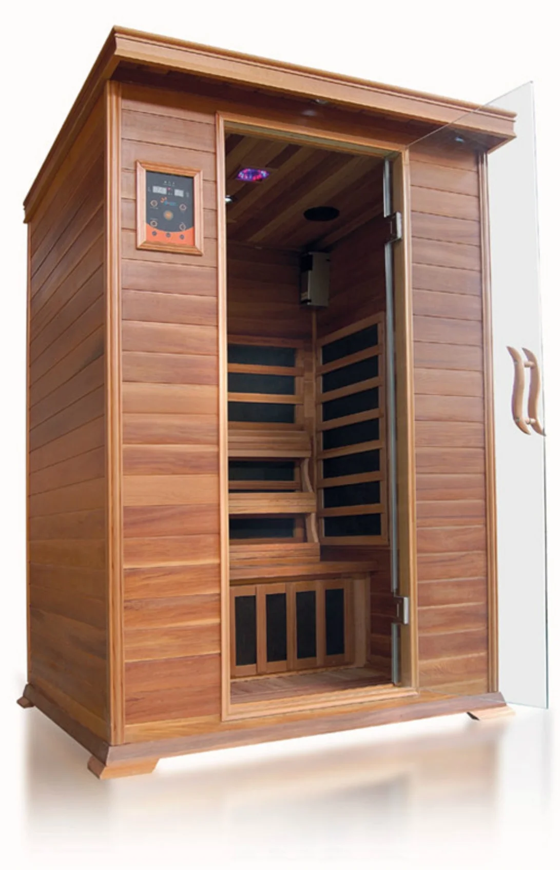 SunRay Sierra Luxury 2-Person Canadian Red Cedar Infrared Sauna | Carbon Nano Heaters | Bluetooth & Chromotherapy