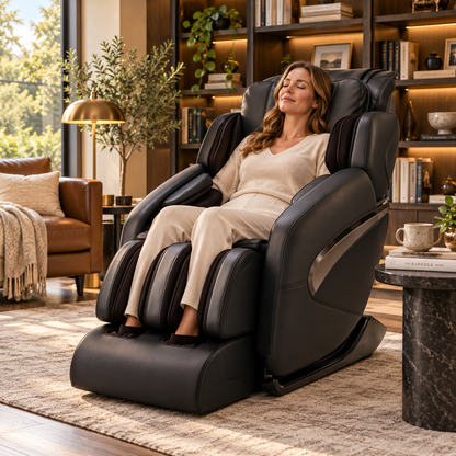 Synca Wellness Jin Deluxe L-Track Massage Chair | Zero Gravity | Triple-Zone Heat Therapy