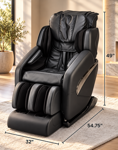 Synca Wellness Jin Deluxe L-Track Massage Chair | Zero Gravity | Triple-Zone Heat Therapy | Brown