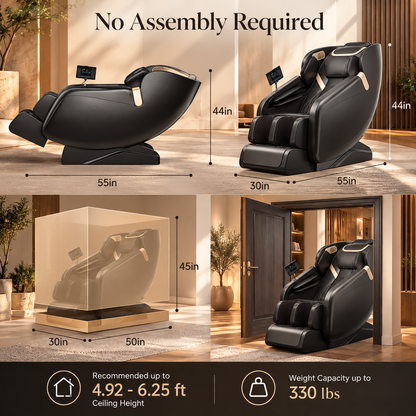 UPGO 4D Zero Gravity Massage Chair | S+L Track | Smart App & AI Voice Control | Black