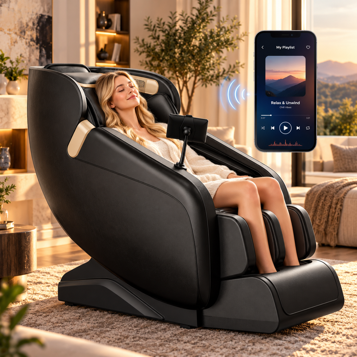 UPGO 4D Zero Gravity Massage Chair | S+L Track | Smart App & AI Voice Control | Black