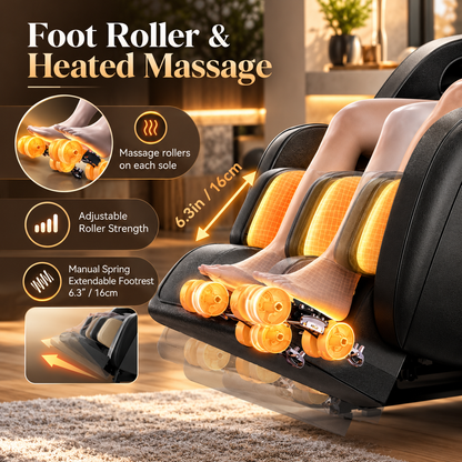UPGO 4D Zero Gravity Massage Chair | S+L Track | Smart App & AI Voice Control | Black