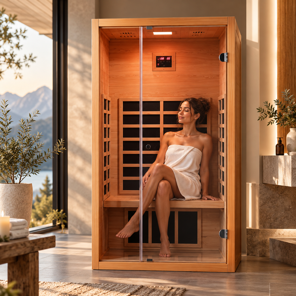 Vanity Art Extendable 1-Person FAR Infrared Sauna | Low EMF Carbon Heating | Bluetooth Audio | Solid Hemlock