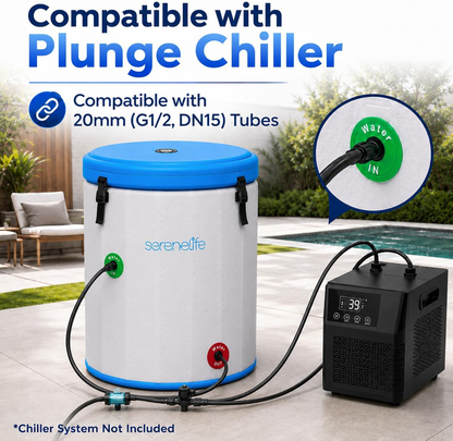 SereneLife XL 120-Gallon Vertical Cold Plunge Tub | Chiller Ready | Space-Saving Ice Bath