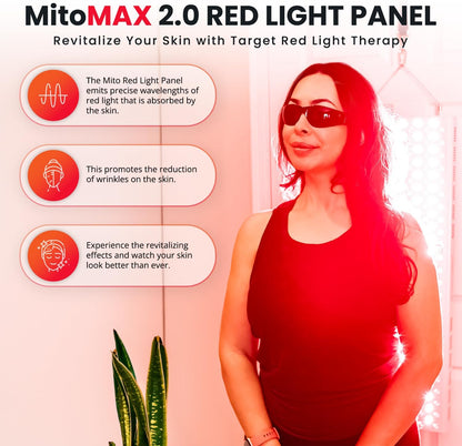 – Mitomax 2.0 Red Light Panel – Red Light Therapy for Face and Neck – Red Light & near Infrared Red Light Therapy – At-Home Red Light Therapy for Body
