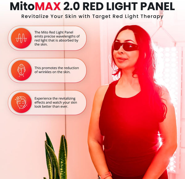 MitoMAX 2.0 Full Body Red & Near Infrared Light Therapy Panel – 660nm & 850nm | 200 High-Powered LEDs | Third-Party Tested | FSA/HSA Eligible