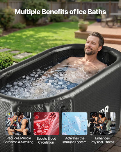 Cold Plunge Tub, 216 Gallon, Inflatable Ice Bath Tub Compatible with Water Chillers, Portable Cold Water Bathtub with Insulated Lid, for Athletes Recovery, 59.1" X 31.5" X 29.9" (No Chiller)