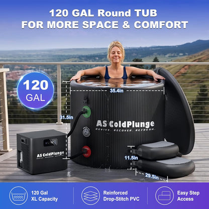 1/3 HP Ice Bath Chiller & 120 Gal Cold Plunge Tub Kit